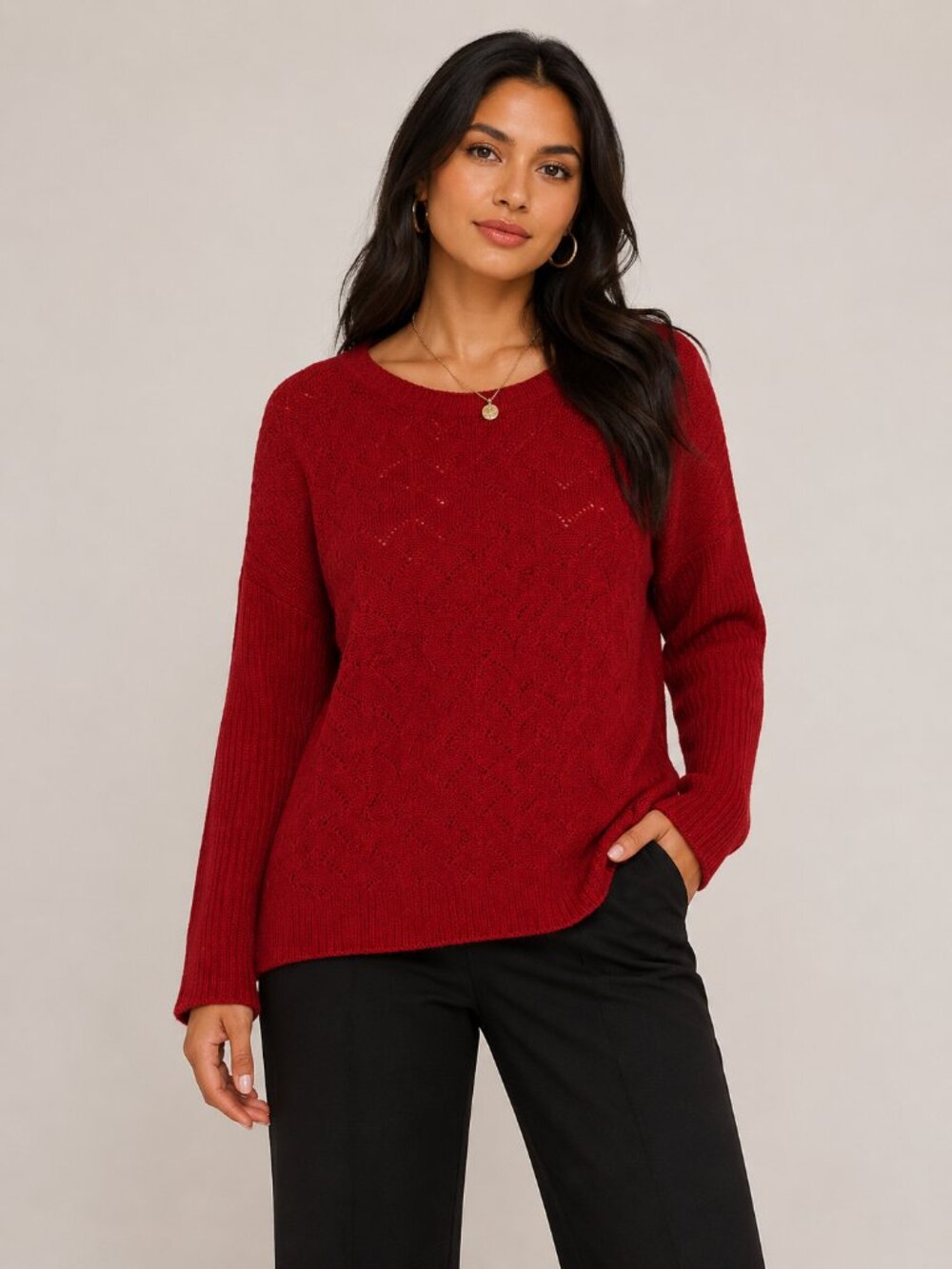 It's Our Time NWT Red Textured Knit Sweater Size L